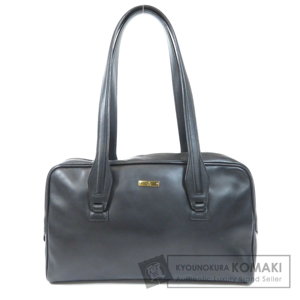 Gucci logo plate shoulder bag black leather